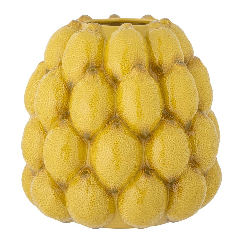 Rumena ročno poslikana vaza iz kamenine (višina 22 cm) Limone