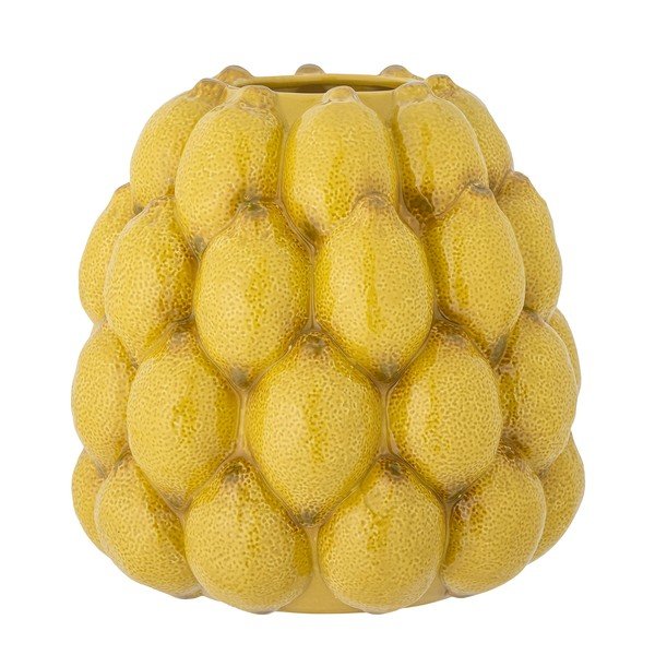 Rumena ročno poslikana vaza iz kamenine (višina 22 cm) Limone – Bloomingville