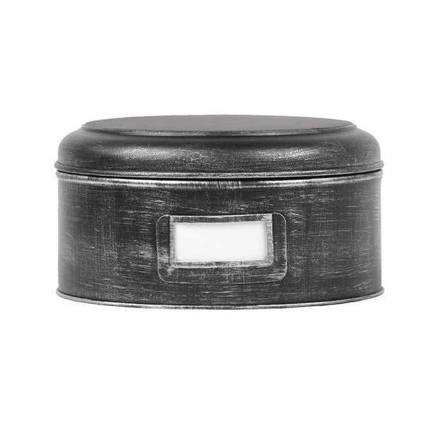 Črna kovinska škatla LABEL51 Antigue, ⌀ 25 cm