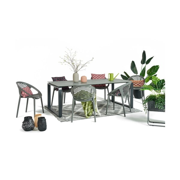 Vrtna jedilna garnitura za 6 oseb s sivimi stoli Joanna in mizo Strong, 210 x 100 cm-image-3