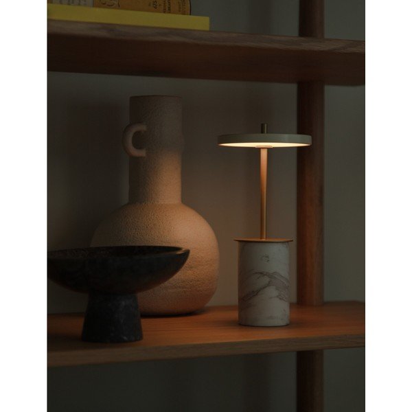 Kremno bela marmorna LED zatemnitvena namizna svetilka s kovinskim senčnikom (višina 25,5 cm) Asteria Move Mini – UMAGE-image-1