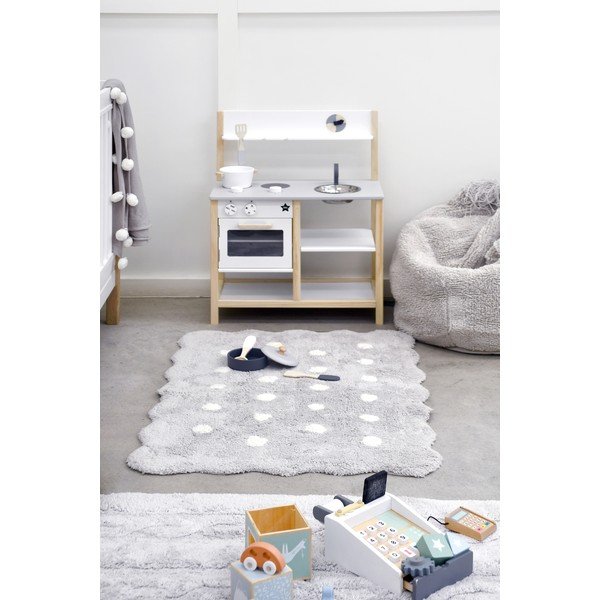 Siva pralna ročno tkana bombažna otroška preproga 70x100 cm Mini Biscuit Pearl Grey – Lorena Canals-image-1