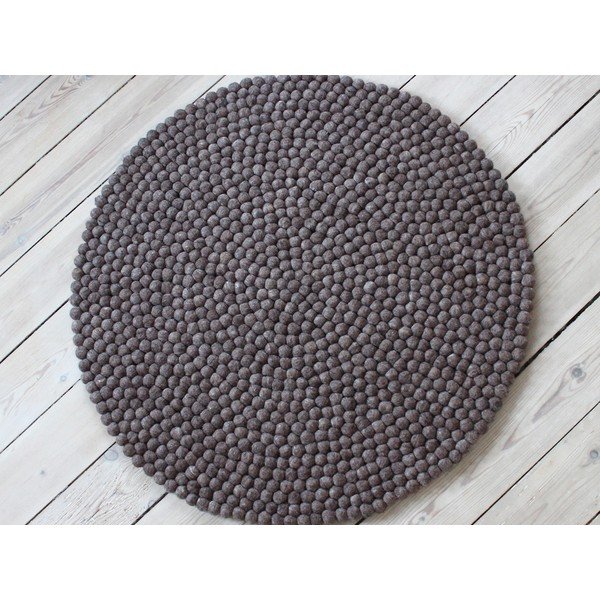 Orehovo rjava preproga iz volnenega filca Wooldot Ball Rugs, ⌀ 120 cm-image-1