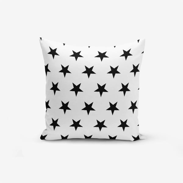 Črno-bele prevleka za vzglavnik iz mešanice bombaža Minimalist Cushion Covers Black Stars, 45 x 45 cm