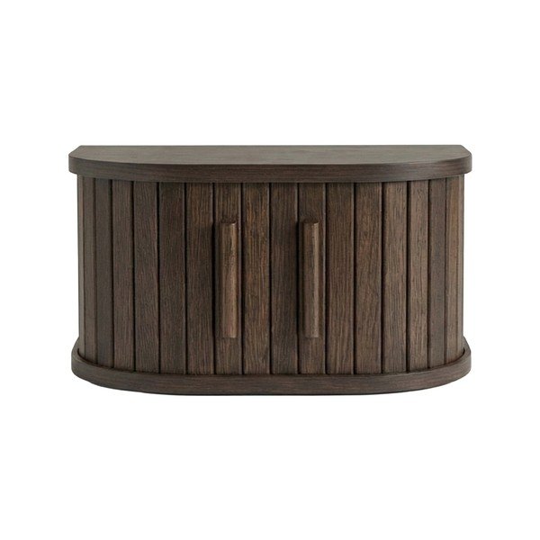 Stenska nočna omarica s policami v hrastovem dekorju v temni naravni barvi Meta – Unique Furniture-image-1