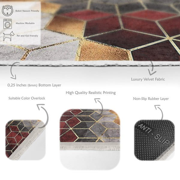 Bordo rdeča/siva pralna preproga 160x230 cm – Mila Home-image-4