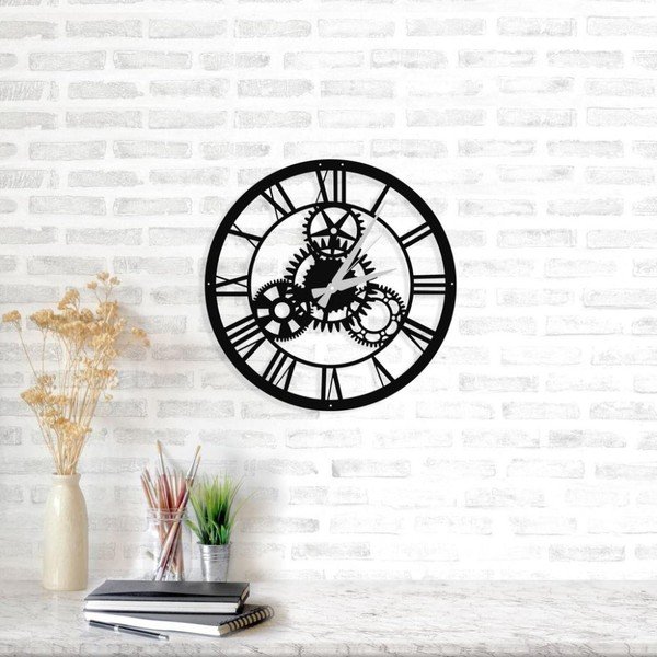 Črna stenska ura Davin Clock, ⌀ 48 cm-image-1