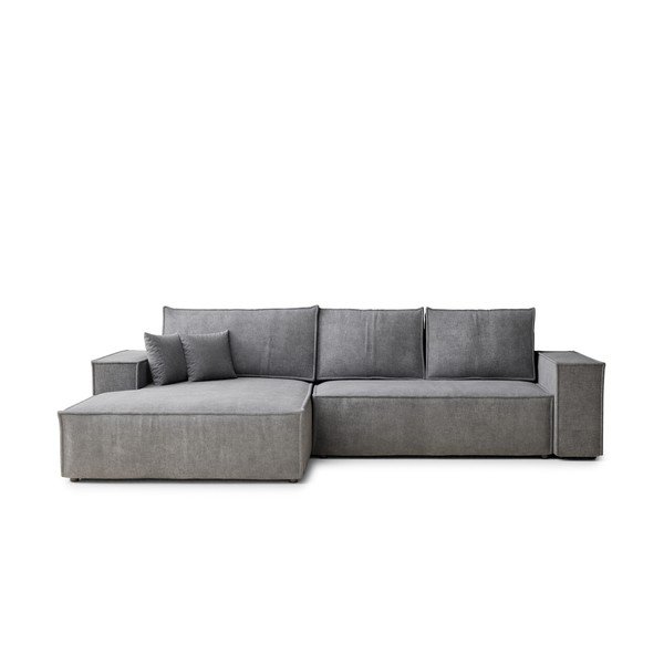 Siva raztegljiva/s prostorom za shranjevanje kotna sedežna garnitura iz šenilje (levi kot/z ležalnikom) Maze – Maison de Rêve