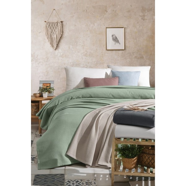 Belo bombažno pregrinjalo za zakonsko posteljo 220x240 cm - Mijolnir-image-2