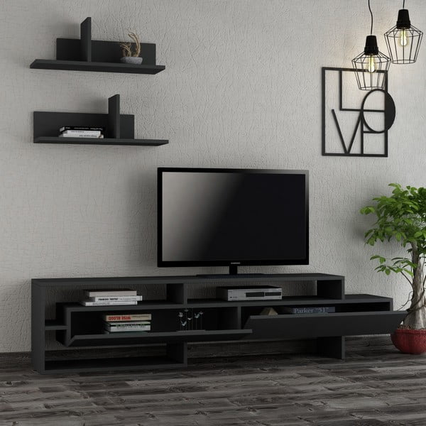 Antracitno siv televizijski komplet 180x42 cm Gara - Homitis-image-1