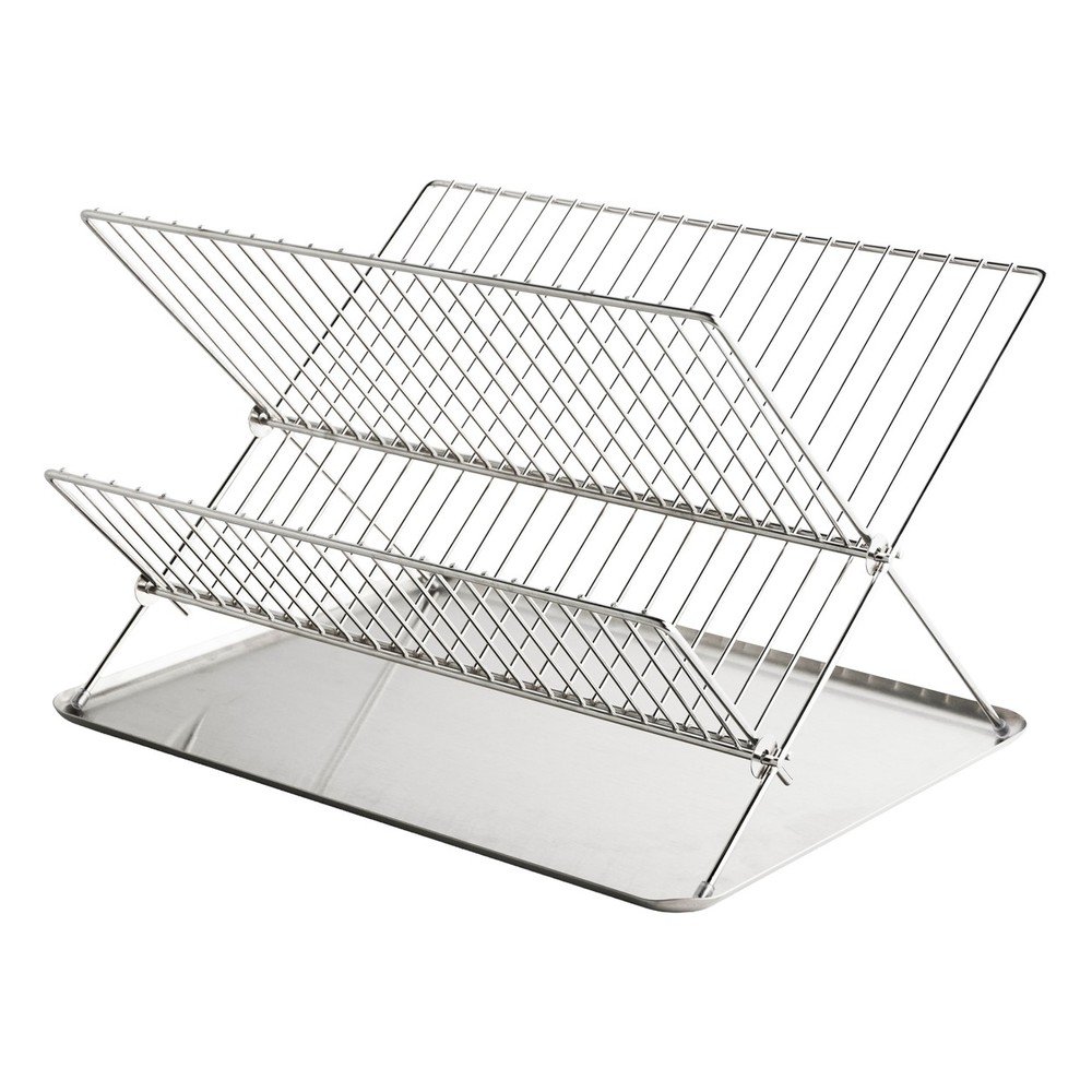 Kovinski dvonadstropni odcejalnik posode v sijajno srebrni barvi 41x31 cm Dry-It