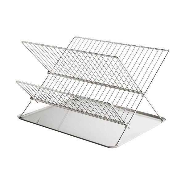 Kovinski dvonadstropni odcejalnik posode v sijajno srebrni barvi 41x31 cm Dry-It – Mette Ditmer Denmark