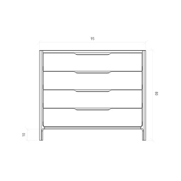 Nizka komoda iz masivnega hrasta 95x80 cm Twig – The Beds-image-4