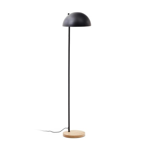 Črna/naravna stoječa svetilka s kovinskim senčilom (višina 150 cm) Catlar – Kave Home