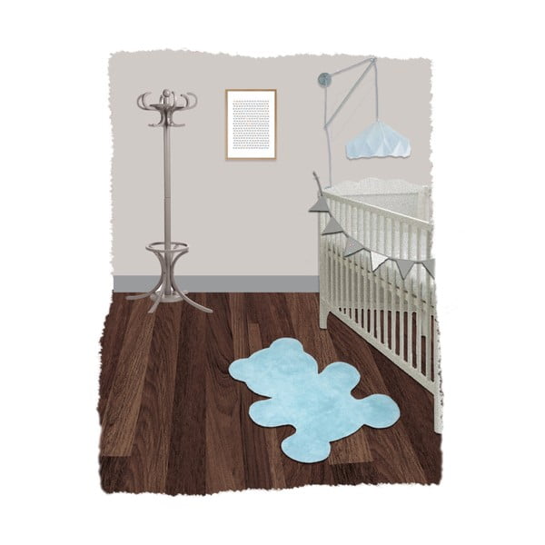 Modra otroška ročno izdelana preproga Nattiot Little Teddy, 80 x 100 cm-image-2