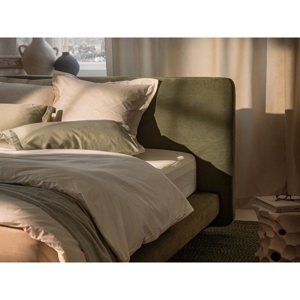 Svetlo siva oblazinjena zakonska postelja 140x200 cm Linea – Micadoni -image-4