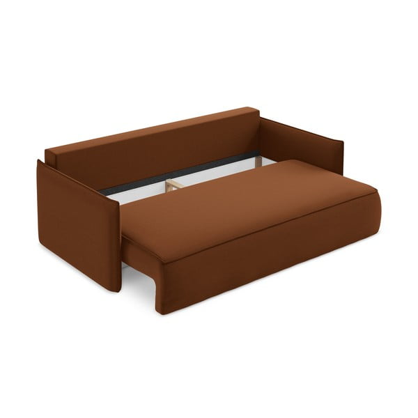 Žametna raztegljiva/s prostorom za shranjevanje sedežna garnitura v barvi terakote 225 cm Hula – Makamii-image-3