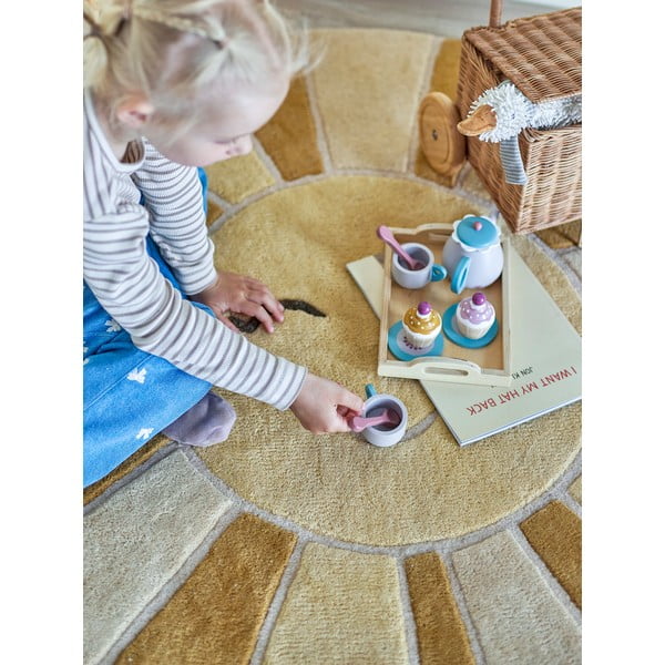 Bež-jantarna volnena otroška preproga ø110 cm Sun – Bloomingville Mini-image-1