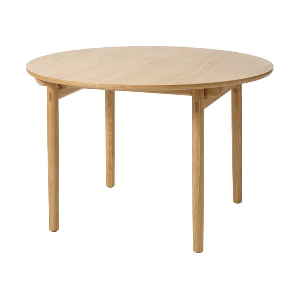 Okrogla raztegljiva jedilna miza v hrastovem dekorju ø 120 cm Carno – Unique Furniture-image-2
