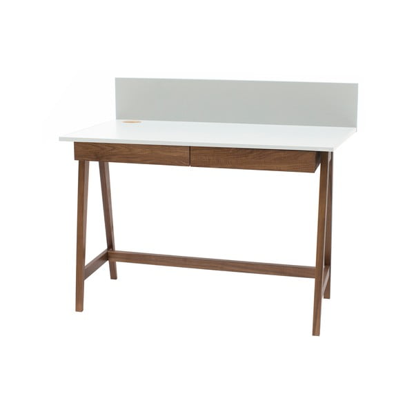 Bela pisalna miza s podnožjem iz jesenovega lesa Ragaba Luka Oak, dolžina 85 cm