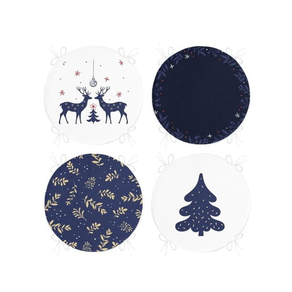 Sedežne blazine z božičnim motivom v kompletu 4 ks ø 40 cm Blue Christmas – Mila Home