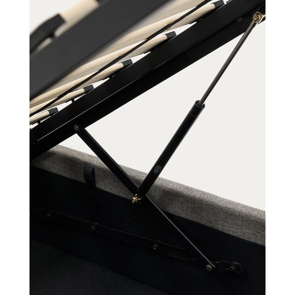 Siva oblazinjena postelja s prostorom za shranjevanje z letvenim dnom 90x200 cm Nahiri – Kave Home-image-4