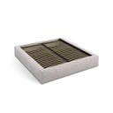 Bež oblazinjena zakonska postelja s prostorom za shranjevanje in z letvenim dnom 160x200 cm Simon – Micadoni 