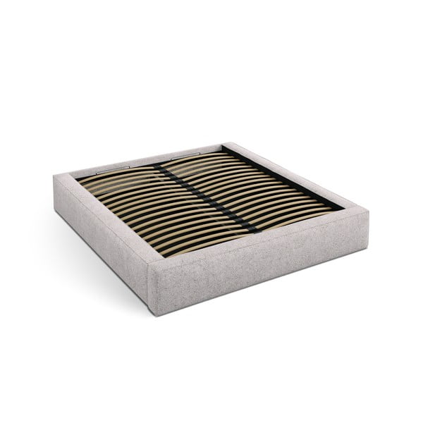 Bež oblazinjena zakonska postelja s prostorom za shranjevanje z letvenim dnom 160x200 cm Simon Olivia – Micadoni -image-2