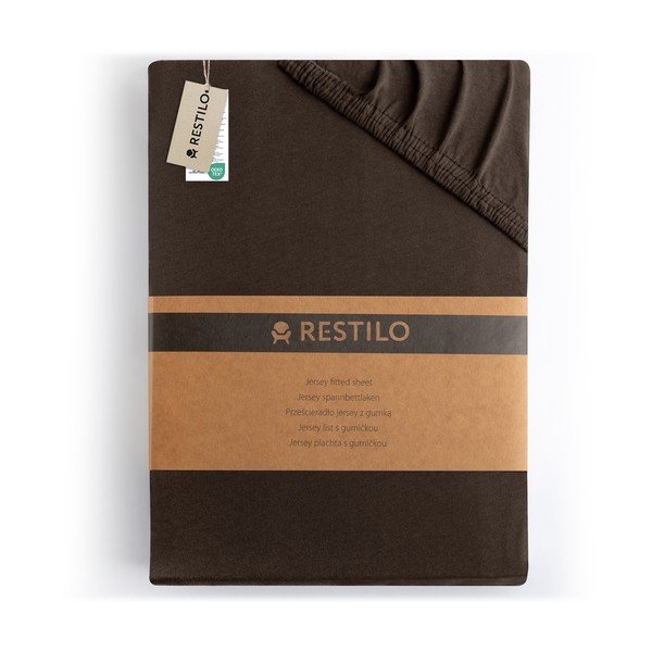 Temno rjava napenjalna rjuha iz jerseyja 160x200 cm Amber – Restilo-image-4