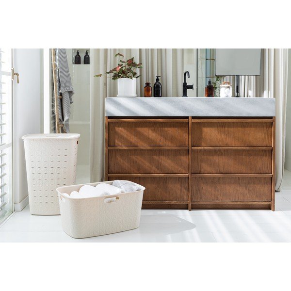 Kremno bel plastičen koš za perilo 56 l Softex - Curver-image-1