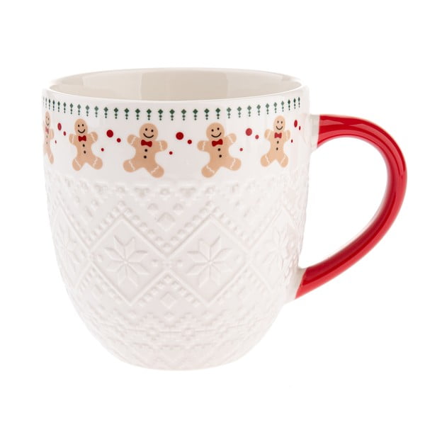 Bela porcelanasta skodelica z božičnim motivom 630 ml Knitting – Dakls