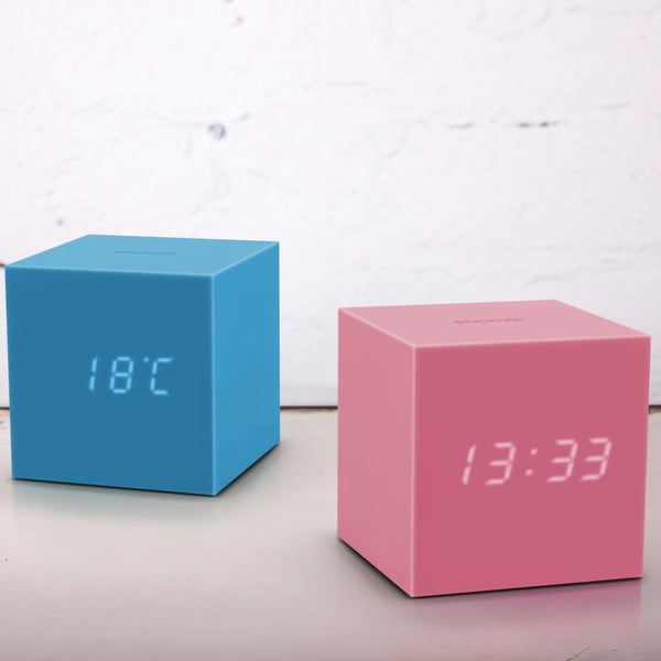 Azurno modra LED budilka Gingko Gravity Cube-image-1