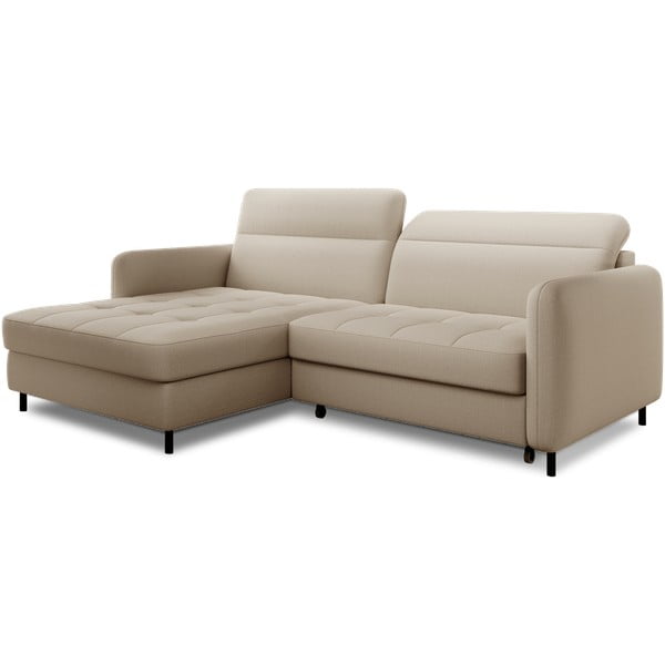 Bež žametna raztegljiva/s prostorom za shranjevanje kotna sedežna garnitura (levi kot/z ležalnikom) Gomsi – ELTAP-image-2