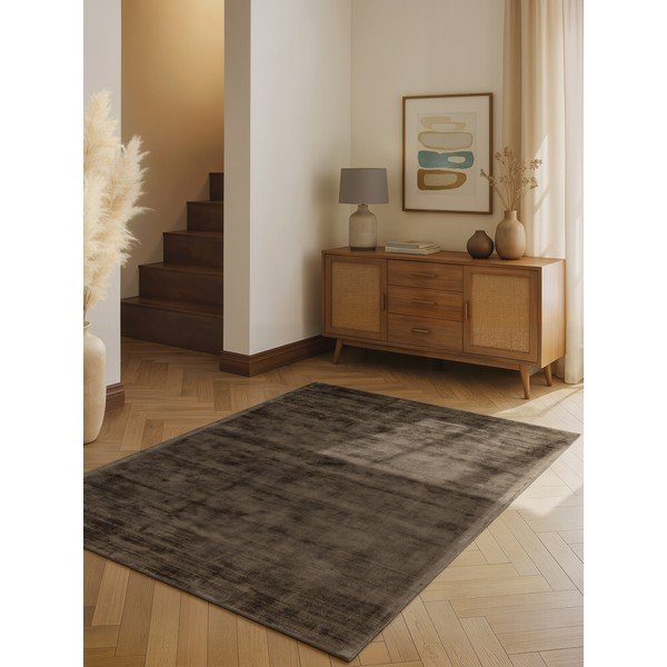 Rjava ročno tkana viskozna preproga 80x150 cm Noemi – Vikosa-image-1