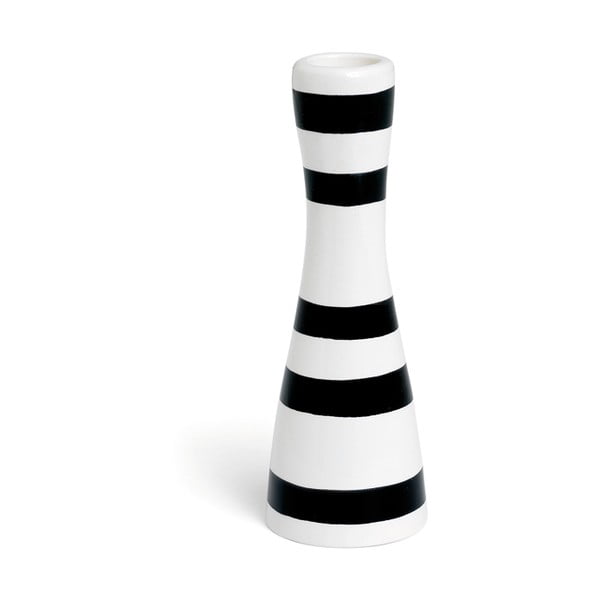 Črno-beli lončeni svečnik Kähler Design Omaggio, višina 16 cm