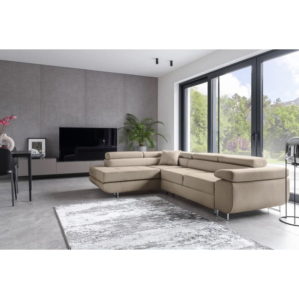 Bež raztegljiva/s prostorom za shranjevanje kotna sedežna garnitura (levi kot/v obliki črke L) Anton – ELTAP-image-3