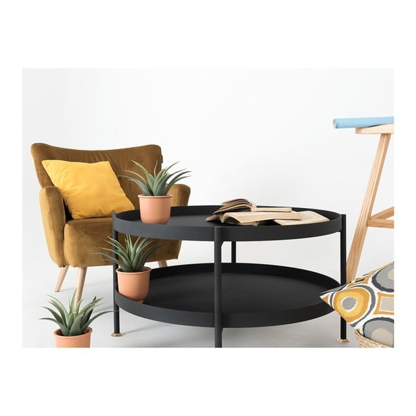 Črna kavna mizica CustomForm Hanna, ⌀ 60 cm-image-2