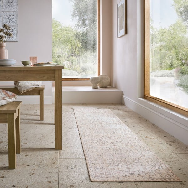 Kremno bel pralen tekač 60x230 cm Teo Traditional – Flair Rugs-image-1