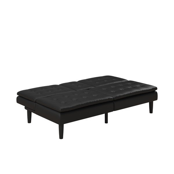 Črna raztegljiva sedežna garnitura iz umetnega usnja 191 cm Maine – Støraa-image-4