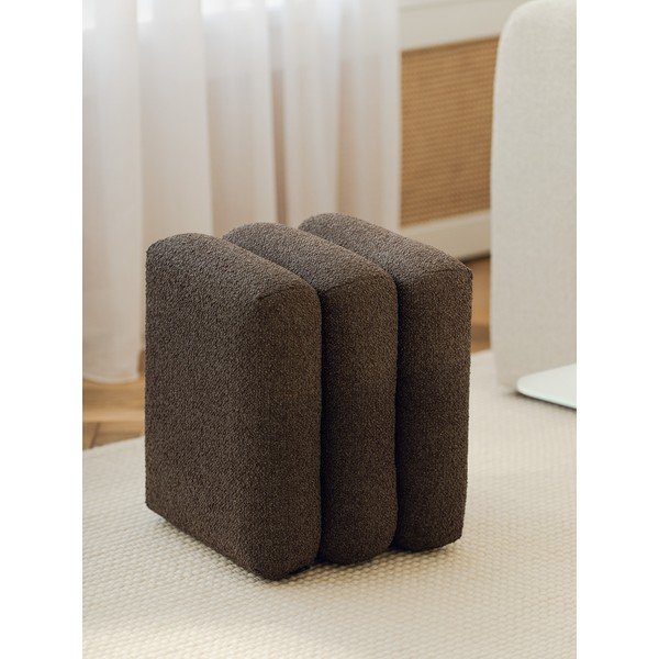 Rjav tabure iz tkanine bouclé Radd – noo.ma-image-1