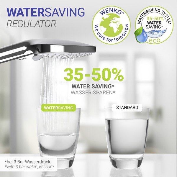 Plastična tuš ročka v sijajno srebrni barvi ø 12 cm Water Saving – Wenko-image-2