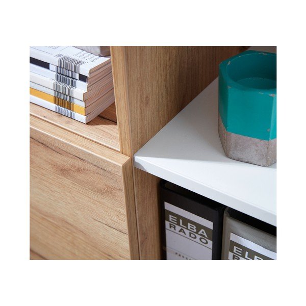 Bela knjižna omara v hrastovem dekorju 85x120 cm Lioni - Germania-image-4