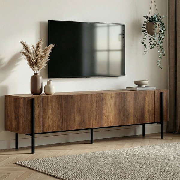 TV omarica v orehovem dekorju v temni naravni barvi 180x45x30 cm Nexus – Kalune Design-image-1