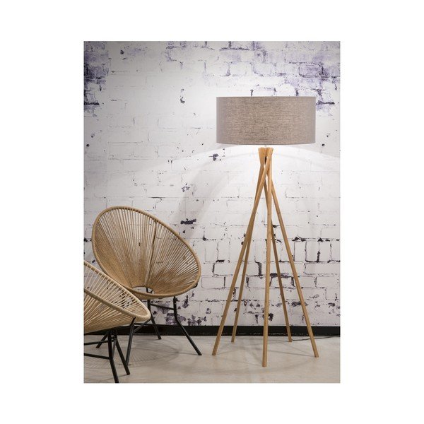 Talna svetilka s svetlo sivim senčnikom in bambusovo strukturo Good&Mojo Kilimanjaro-image-3