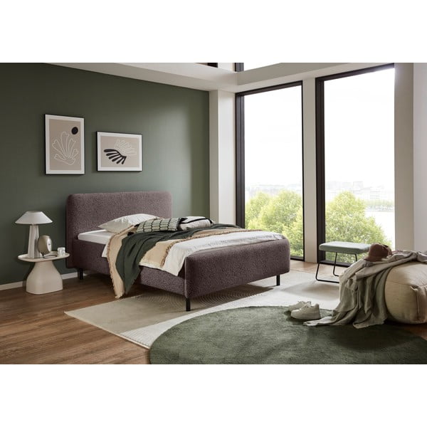 Antracitno siva oblazinjena zakonska postelja brez letvenega dna 160x200 cm Primo – Meise Möbel-image-1