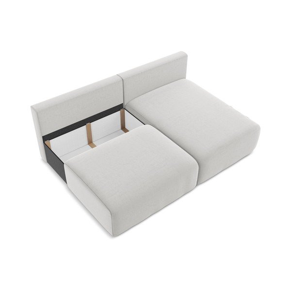 Svetlo siva žametna raztegljiva/s prostorom za shranjevanje kotna sedežna garnitura (desni kot/z ležalnikom) Kalena – Makamii-image-4