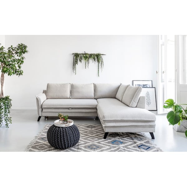 Svetlo bež raztegljiva sedežna garnitura Miuform raztegljiv kavč Charming Charlie L, desni kot-image-1