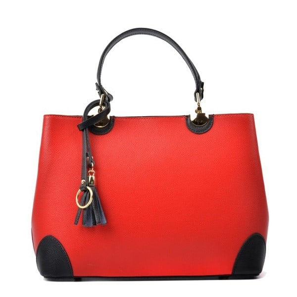 Rdeča usnjena torbica s črnimi detajli Isabella Rhea Mismo