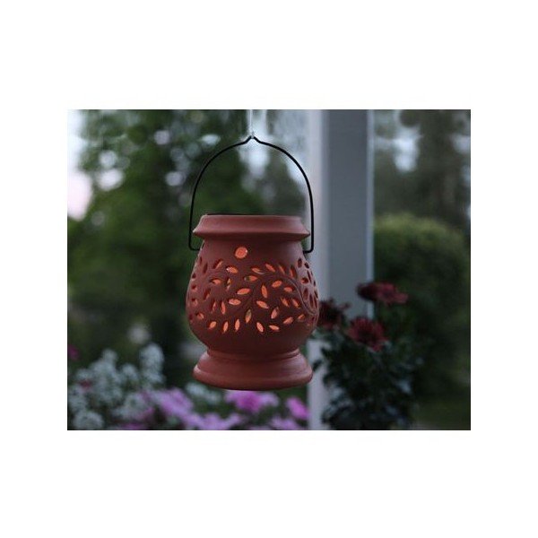 Rdeča keramična zunanja LED svetilka Star Trading Clay, višina 14 cm-image-2