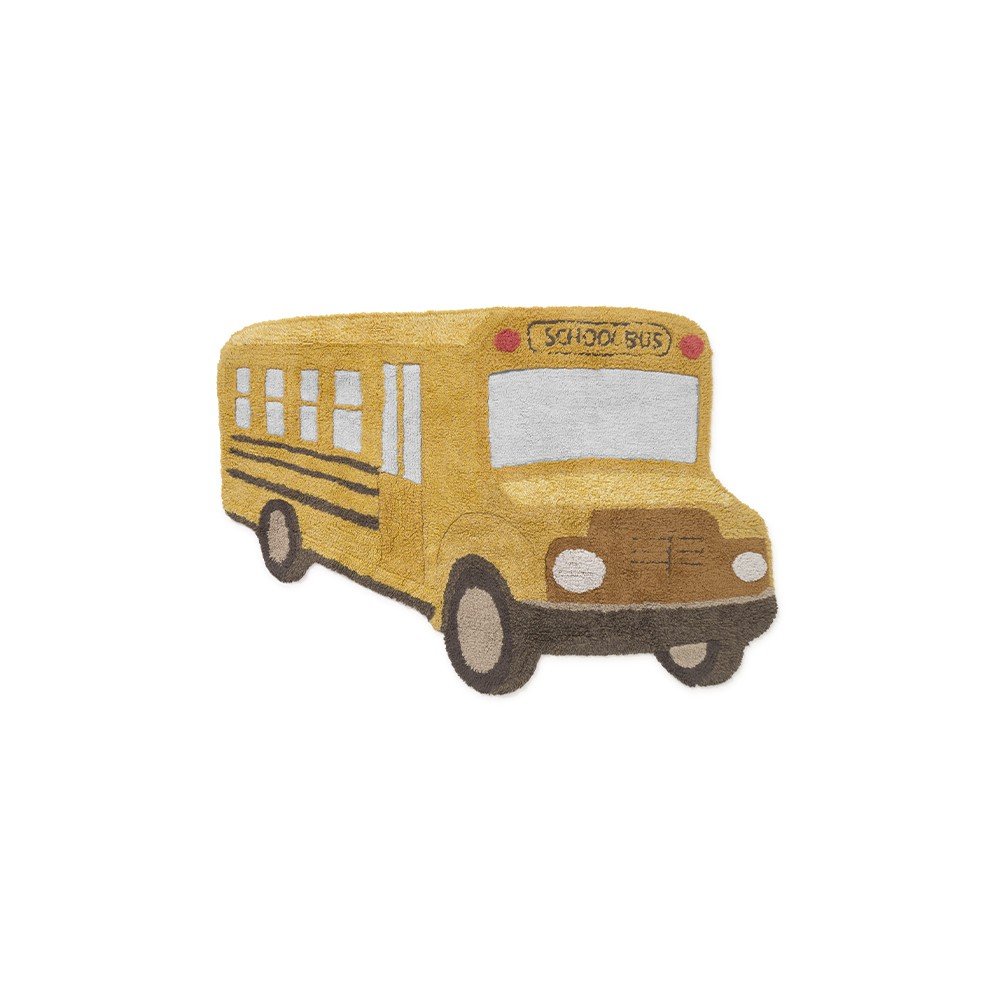 Oker rumena pralna ročno tkana bombažna otroška preproga 90x130 cm School Bus